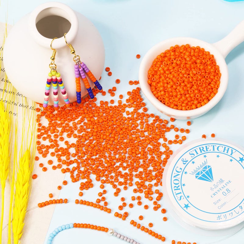 BALABEAD Opaque Orange Color Loose Craft Glass Seed Beads Size 3mm About 4000pcs in Box 8/0 Seed Beads for Jewelry Making (Orange) - Image 2